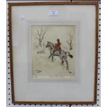 Tom Carr - 'Leu in there - Draw!' (Hunting Scene), coloured etching, signed, titled and editioned