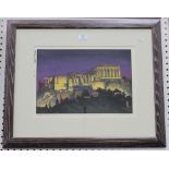 Paul Binnie - 'Acropolis, Night', late 20th Century colour woodblock print from the 'Travels with