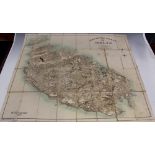 A.J. Lyon Fremantle - 'Map of the Island of Malta', lithographed folding map printed in colour in 32