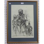 After Feliks Topolski - Portrait of Pope John Paul II, monochrome print, signed and editioned 69/