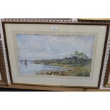 E.A. Holroyd - View of an Estuary, watercolour, signed and dated 1901, approx 32cm x 54.5cm,