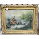 Attributed to H.S. Melville - Horses and Travellers on a Country Road, watercolour, approx 44cm x