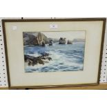 Arthur Royce Bradbury - Coastal View, watercolour, signed, approx 24.5cm x 34cm, within a gilt