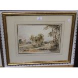 Circle of Peter de Wint - 'Bromley Hill', 19th Century watercolour, titled label verso, approx 24.