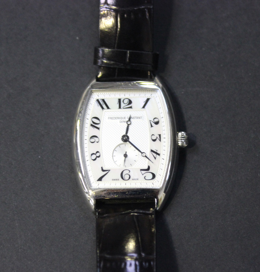 A Frederique Constant steel cased gentleman's wristwatch, the silvered dial with black Arabic - Image 2 of 3