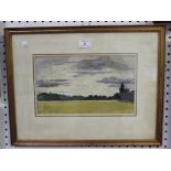 John Doyle - 'Sunset at Runnymeade', watercolour, signed recto, titled verso, approx 18.5cm x