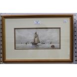 F. Dobson - Coastal Views. a pair of watercolours, both signed, each approx 12cm x 26.5cm, both