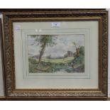 Attributed to John MacPherson - Country Scene, watercolour, label verso, approx 17cm x 25.5cm,