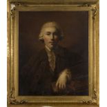 18th Century British School - Half Length Portrait of a Gentleman seated at a Table with Books,