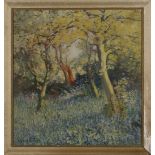 John Hodgson Lobley - Bluebell Wood, 20th Century oil on canvas, signed, approx 67.5cm x 63.5cm,