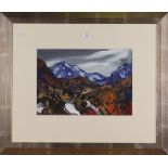 James Hawkins - 'Burn in Spate below Beinn Eighe', late 20th Century acrylic on board, signed recto,