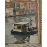 Ken Howard - Venetian View, oil on canvas-board, signed, approx 25.5cm x 20.5cm.