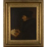 After Hans Holbein - Erasmus of Rotterdam, 19th Century oil on panel, approx 39cm x 32cm, within a