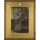 Arthur C.H. Luxmoore - Lady in her Dressing Room, watercolour, signed and dated 1869 recto,