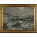 John Falconer Slater - Stormy Sea, early 20th Century oil on board, signed, approx 54.5cm x 74cm,