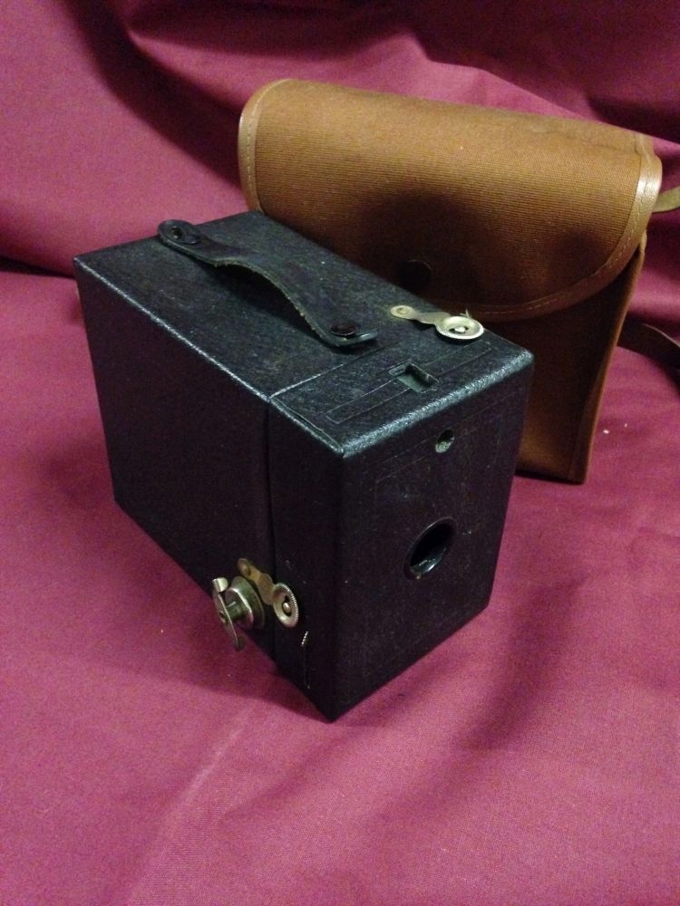 A vintage cased Canadian Kodak No.120 box camera.