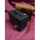 A vintage cased Canadian Kodak No.120 box camera.