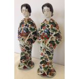 2 late 19th/early 20th century Japanese Geisha girl figures, 26cm tall. One with signature to