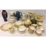 A quantity of china to include a Shelley vase and Victorian tea wares