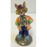 Royal Doulton prototype/sample Bunnykins figure of "Clarence the Clown" with gold hair, tie and