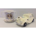 A Royal Doulton commemorative 2 handled loving cup & saucer commemorating Margaret Thatcher 1st