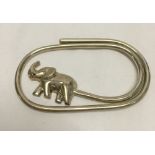 925 silver elephant design money clip/bookmark. Approx 6cm x 3.5cm, weight approx 16.5g.