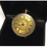 A Victorian ladies pocket watch outer case stamped 14K. Not working.