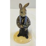 Royal Doulton Bunnykins prototype "Vicar"with bronze colour jacket and gold cross & chain.