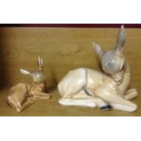 2 Poole Pottery deer / fawn figures with impressed # 806-1 & 806-2 marks. Approx 4 inches (10cm),