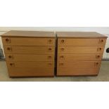 A pair of Schreiber 4 drawer chest of drawers, each 64.5cm wide,