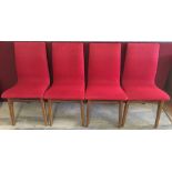 4 c1950/60s designer chairs with red upholstery.