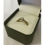 Hallmarked 9ct gold solitaire diamond ring. Diamond size 0.25ct, approx size P, total weight