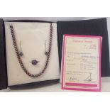 A cased Vinstella designer jewellery freshwater peacock pearl set comprising 18" necklace, signed