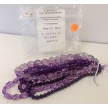 5 strings of amethyst gemstone beads. Loose-strung for jewellery making.