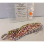 10 strings of cultured freshwater pearls - pastel colours. Loose-strung for jewellery making.
