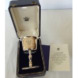 A Limited Edition hallmarked silver wine goblet commemorating the Investiture of the Prince of