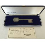 A Limited Edition hallmarked silver key commemorating the Prince of Wales 21st birthday 14/11/