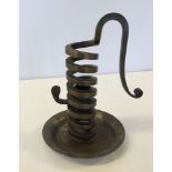 Original French iron "Rat De Cave" candle stick holder. Stamped "Bourgogne Boullot 71220".