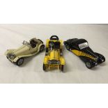 3 Franklin Mint 1:24 scale cars: 1. 1915 Stutz Bearcat, 2. 1936 Bugatti Type 57SC & 3. 1938 Jaguar