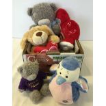 A box of soft toys to include Me To You bears, Tatty bears with blue nose Cherry Robin.