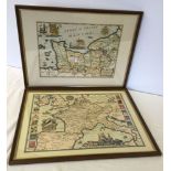 2 framed & glazed reproduction maps of Normandy and Europe. Frame size 43 x 57cm.