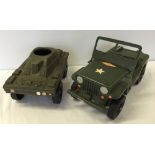2 c1960-70s Action Man vehicles. Cherilea Armoured Car and Hasbro Jeep 1975.