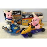 2 boxed Duracell bunnies - Racing Bunny and Space Scooter Bunny.