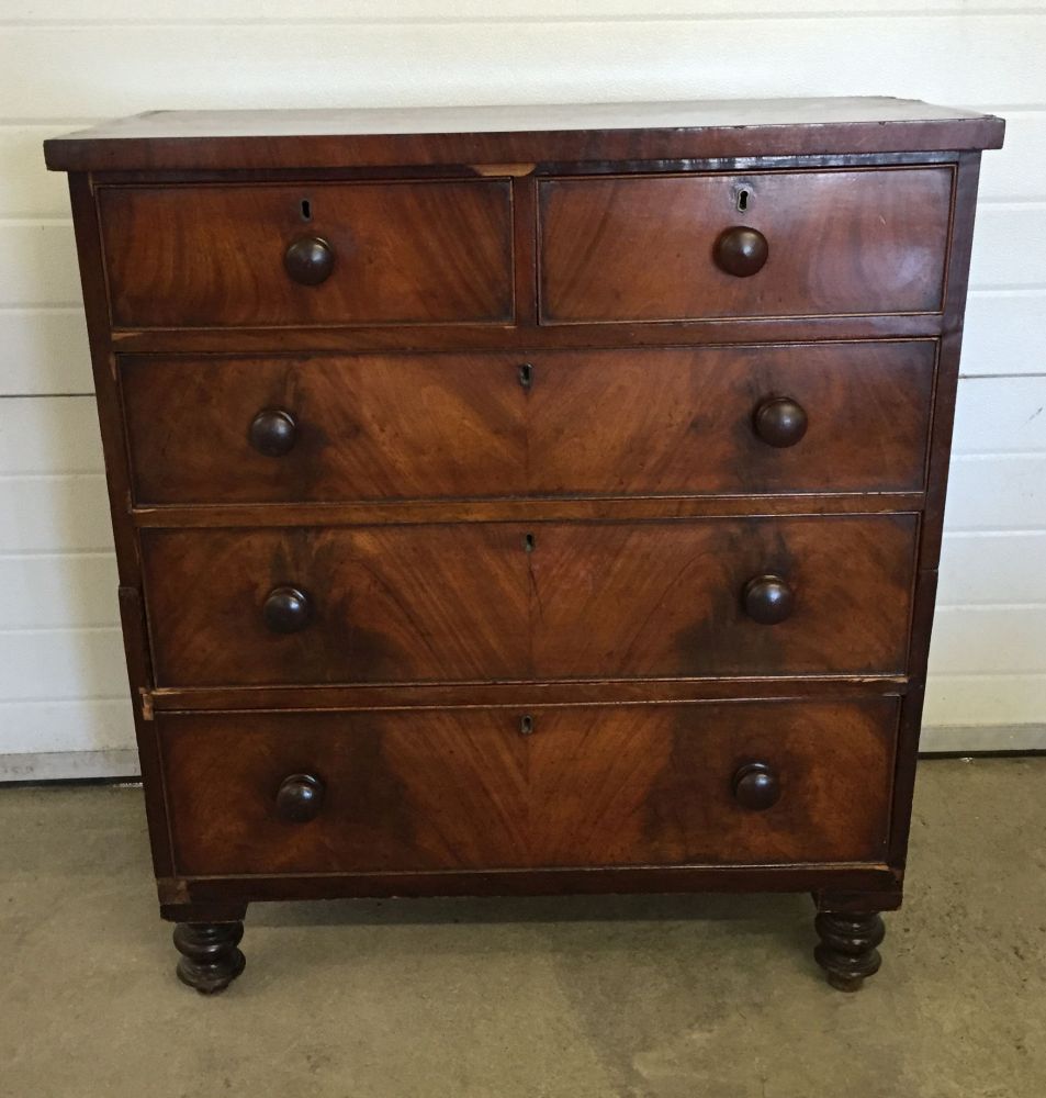 A Victorian 2 over 3 chest of drawers (in 2 sections).