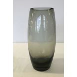 A Danish signed Holmegaard smokey coloured glass vase 25cm tall.