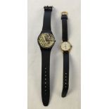 2 vintage watches: 1) a Nivada incabloc ladies watch and 2) a Swatch watch both in working order.