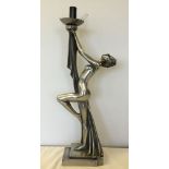 An Art Deco style chrome naked lady table lamp, 60cm tall.