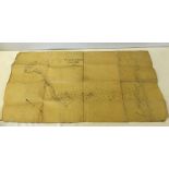 An antique linen map of Gwersyllt, Denbigh, Wales. 49 x 93cm.