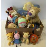 A large box of soft toys to include Peppa Pig characters.