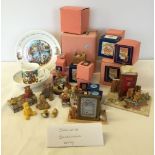 A quantity of Colour Box Peter Fagan's teddy bear models with plate, bowl and cup.